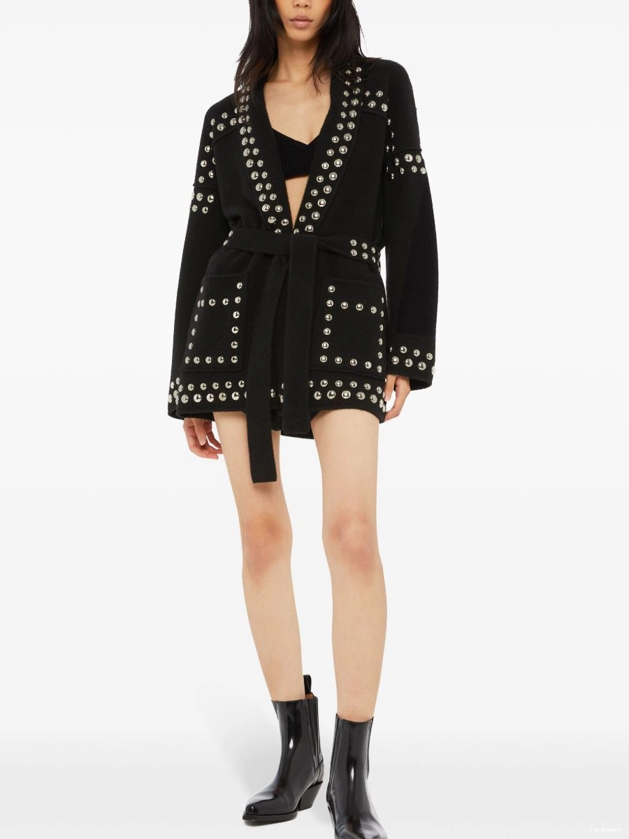 Affordable cardigan Alanui virgin-wool Women stud-embellished 0402